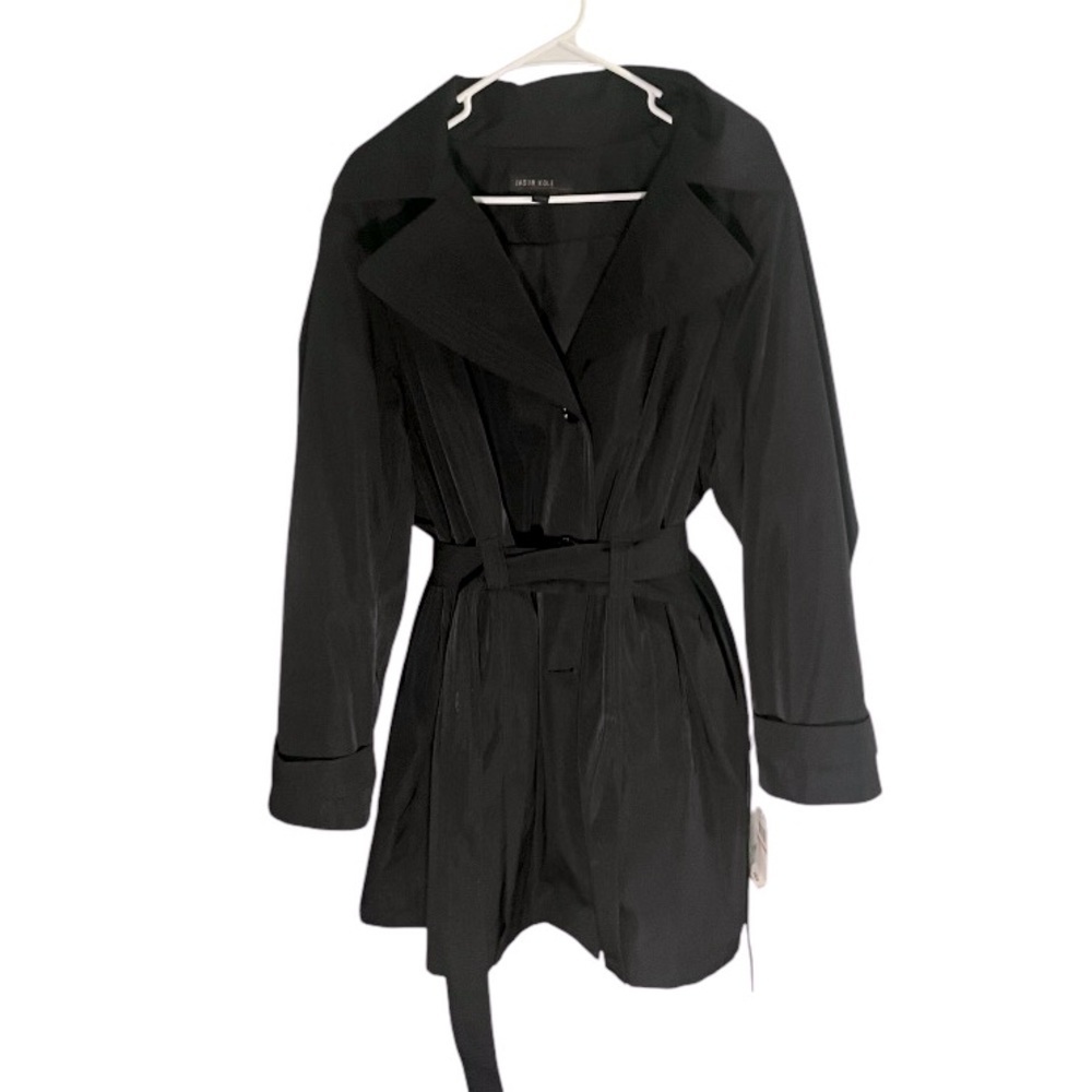 NWT Jason Kole Black Hooded Trench Coat Size 2X